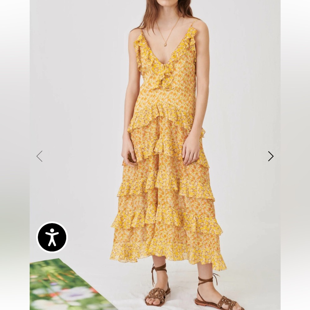 NWT MAJE Printed cotton voile dress with ruffles